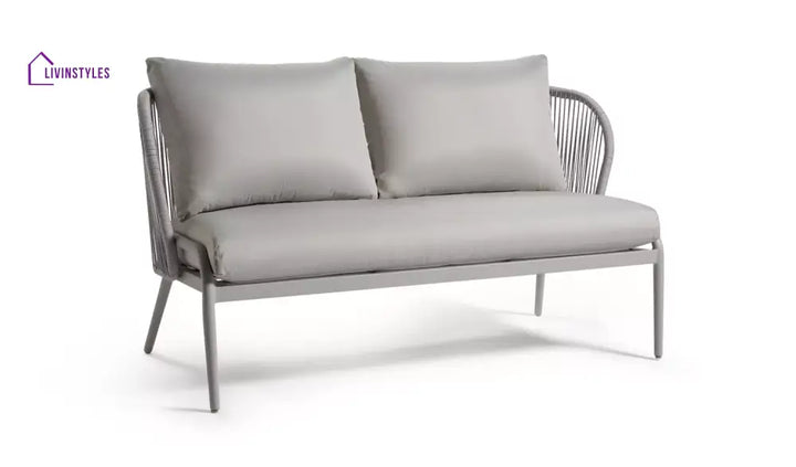 KESO Outdoor Sofa Set 2 Seater 2 Single seater and 1 Center Table Set (Light Silver) Braided & Rope - Sofa Sets