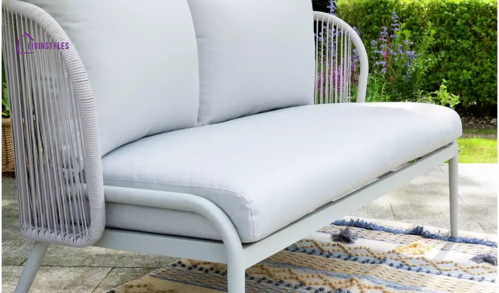 KESO Outdoor Sofa Set 2 Seater 2 Single seater and 1 Center Table Set (Light Silver) Braided & Rope - Sofa Sets