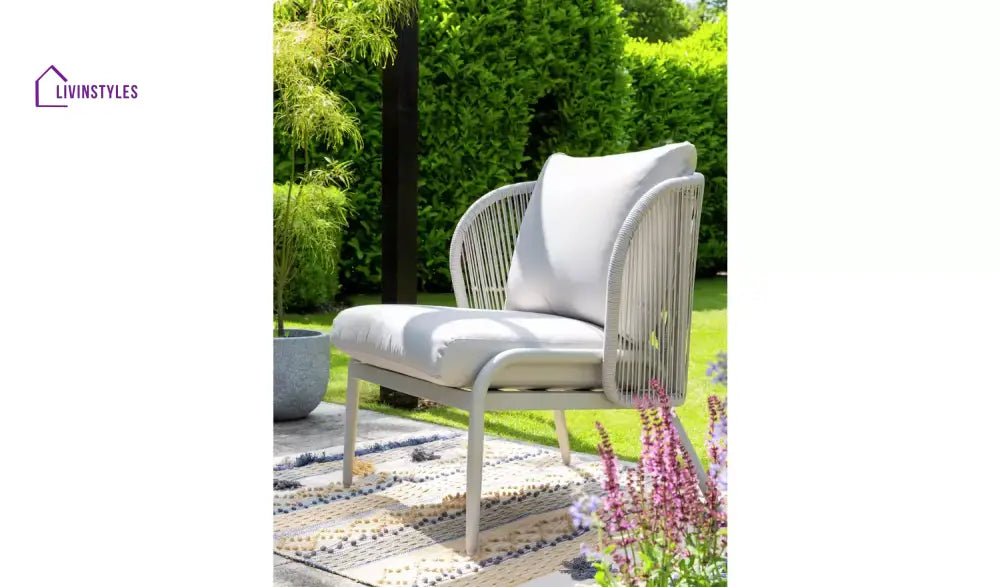 KESO Outdoor Sofa Set 2 Seater 2 Single seater and 1 Center Table Set (Light Silver) Braided & Rope - Sofa Sets