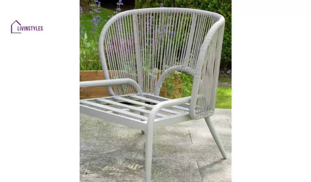 KESO Outdoor Sofa Set 2 Seater 2 Single seater and 1 Center Table Set (Light Silver) Braided & Rope - Sofa Sets