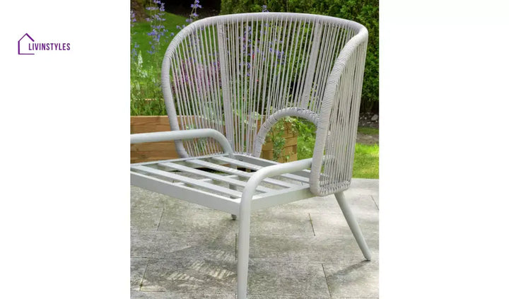 KESO Outdoor Sofa Set 2 Seater 2 Single seater and 1 Center Table Set (Light Silver) Braided & Rope - Sofa Sets