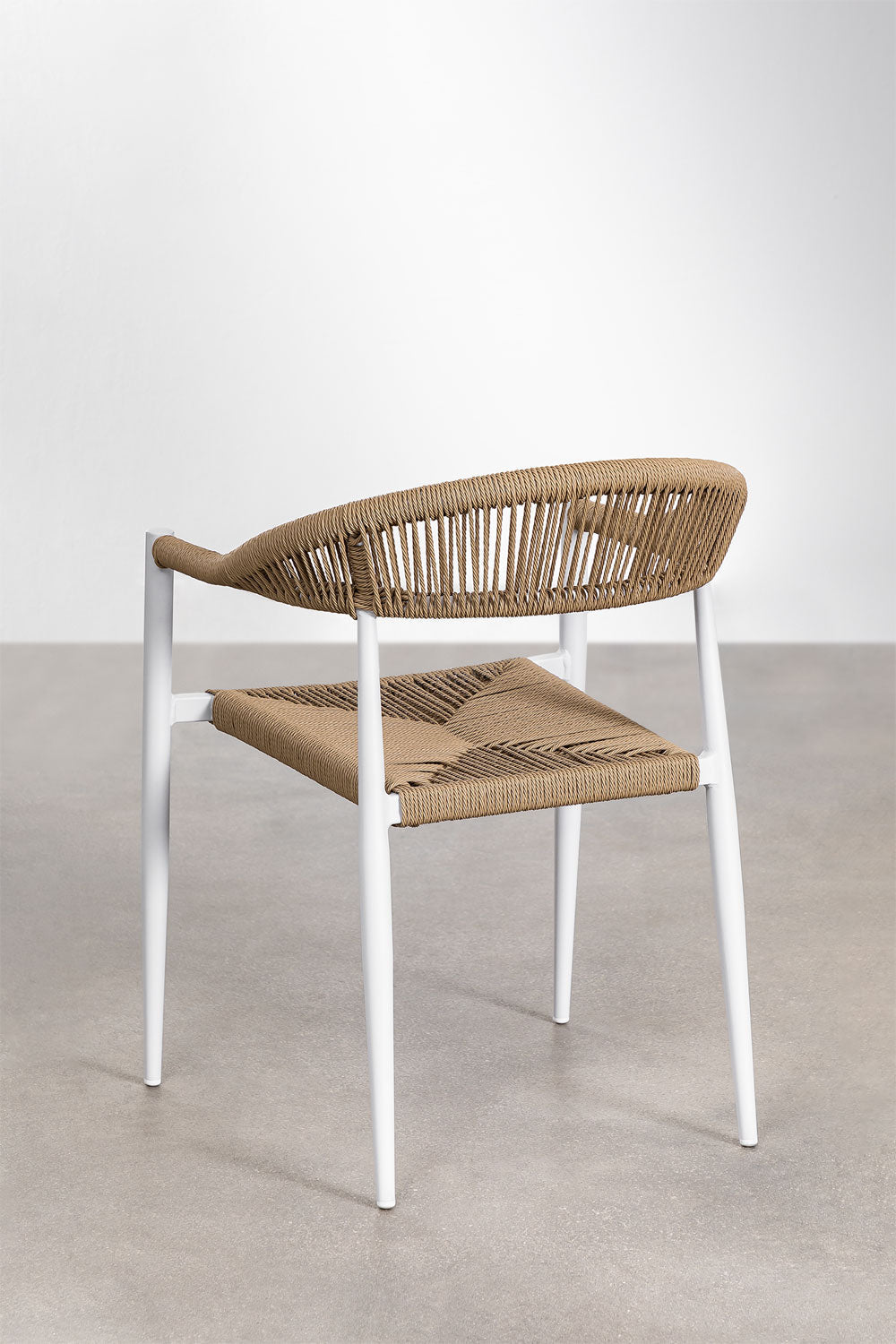 Trinidad Outdoor Patio Dining Seating Set 4 Chairs and 1 Table Set (White) Braided & Rope