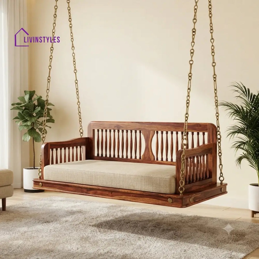 Kévin 2 Seater Wooden Swing for Home | Wooden Jhula for home