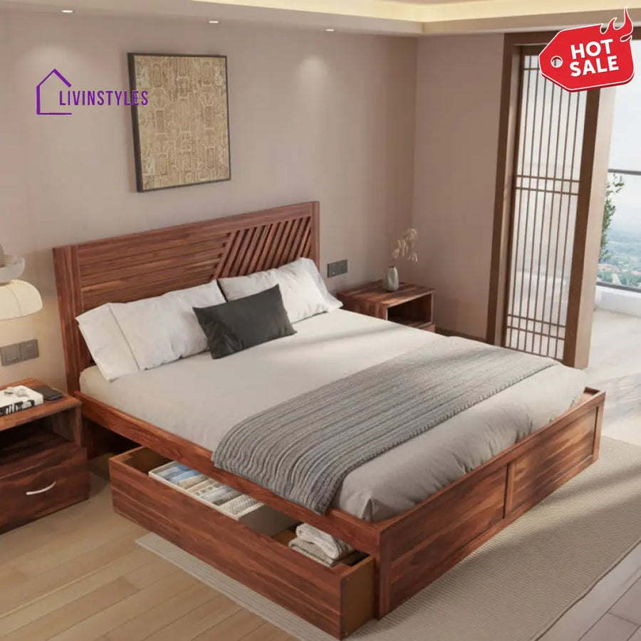 Khanh Drawer Bed in Sheesham Wood - King Size
