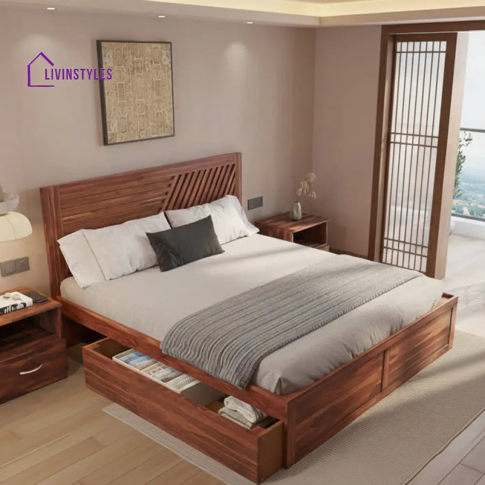 Khanh Drawer Bed in Sheesham Wood - King Size