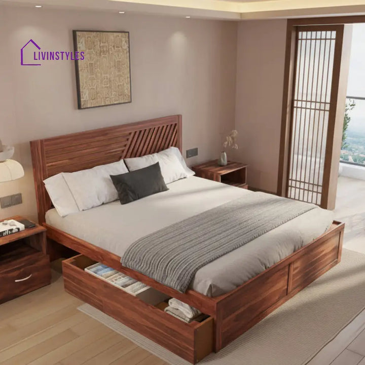 Khanh Drawer Bed in Sheesham Wood - King Size