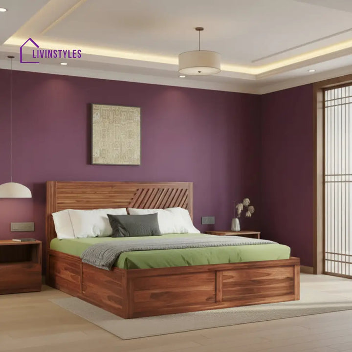 Khoa Box Storage Bed in Sheesham Wood - King Size