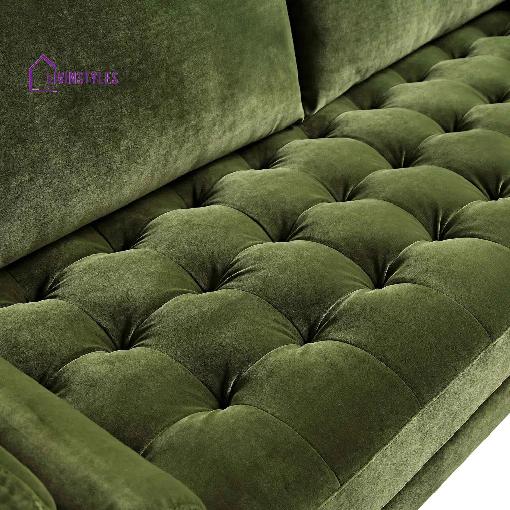Henrietta Large 3-Seater Sofa Moss Green Velvet Sofas