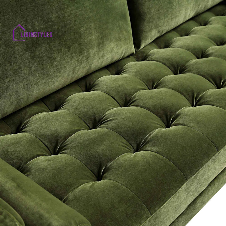 Henrietta Large 3-Seater Sofa Moss Green Velvet Sofas