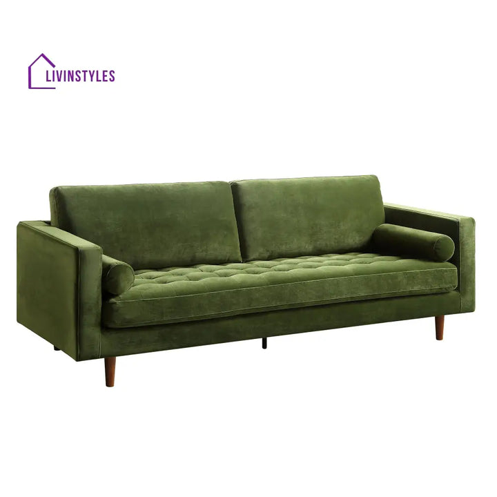 Henrietta Large 3-Seater Sofa Moss Green Velvet Sofas