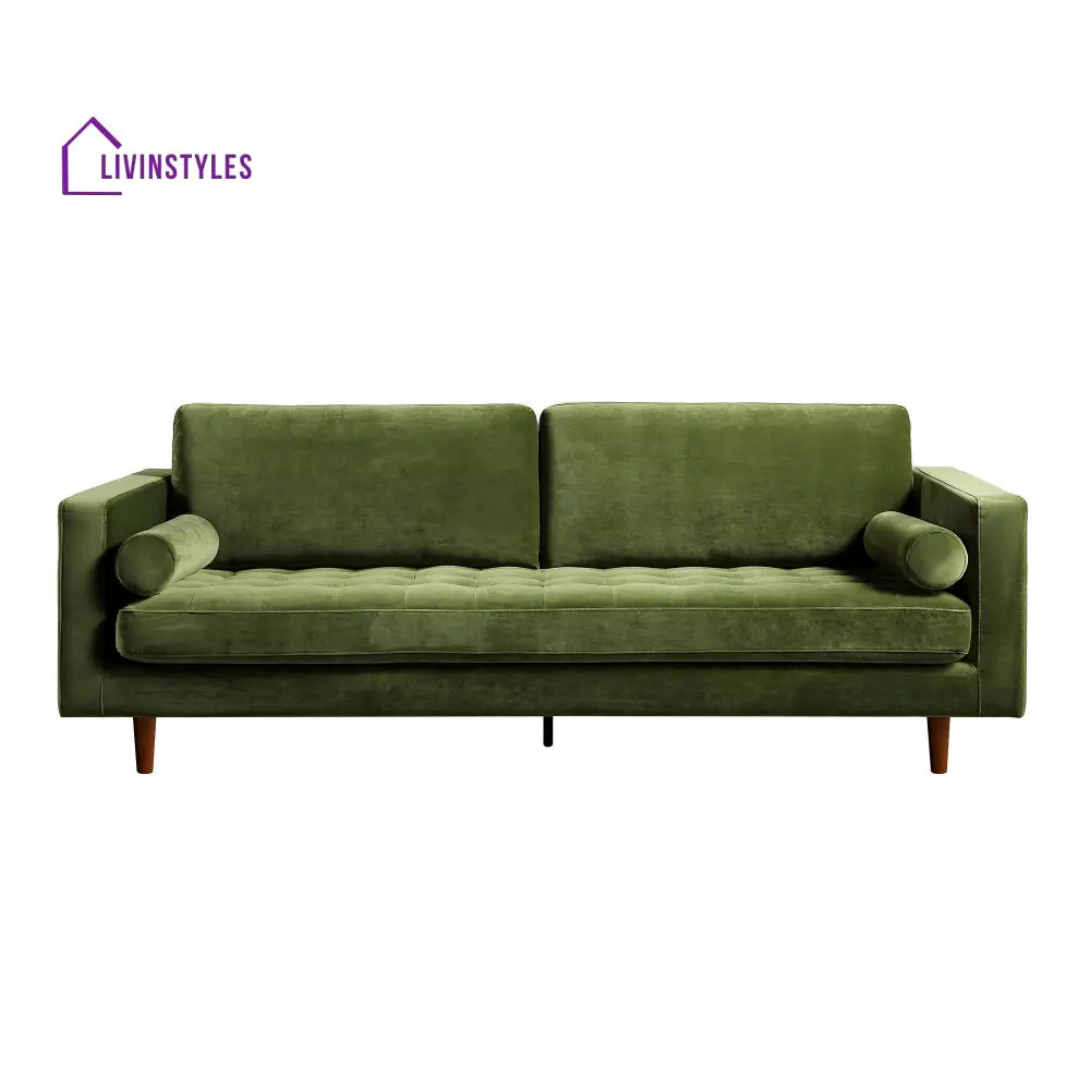 Henrietta Large 3-Seater Sofa Moss Green Velvet Sofas