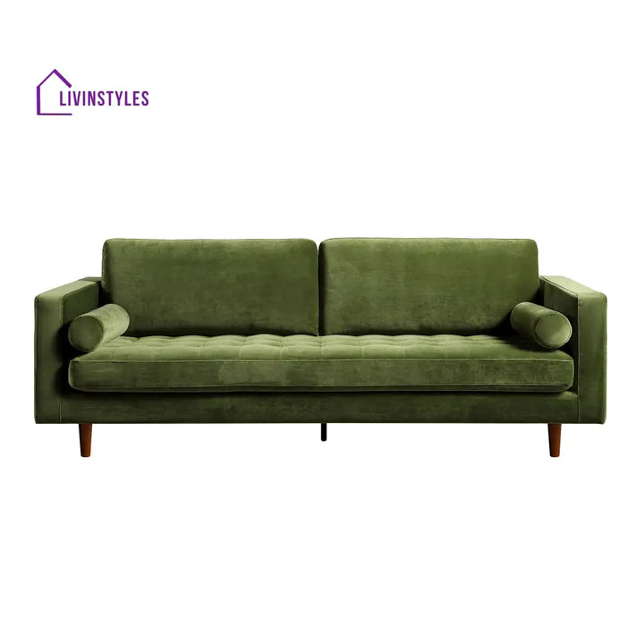 Henrietta Large 3-Seater Sofa Moss Green Velvet Sofas