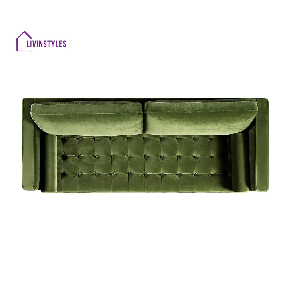 Henrietta Large 3-Seater Sofa Moss Green Velvet Sofas