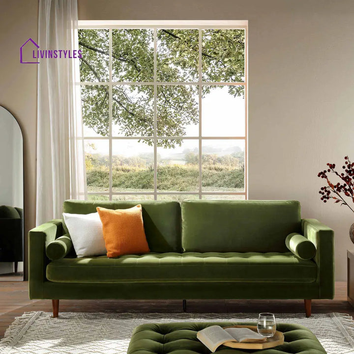 Henrietta Large 3-Seater Sofa Moss Green Velvet Sofas