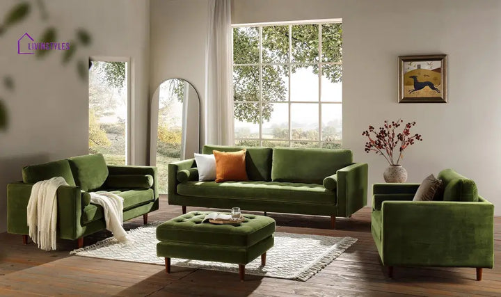 Henrietta Large 3-Seater Sofa Moss Green Velvet Sofas