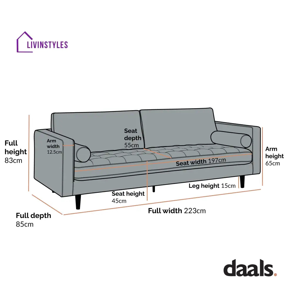Henrietta Large 3-Seater Sofa Moss Green Velvet Sofas