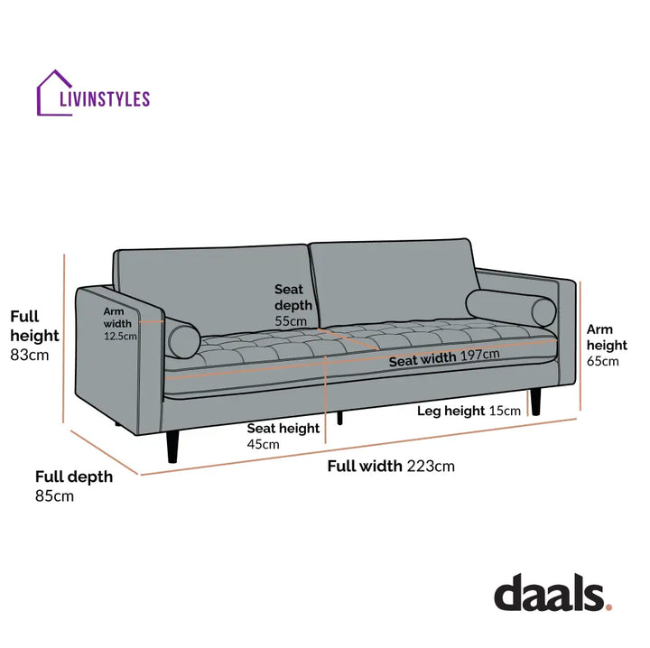 Henrietta Large 3-Seater Sofa Moss Green Velvet Sofas
