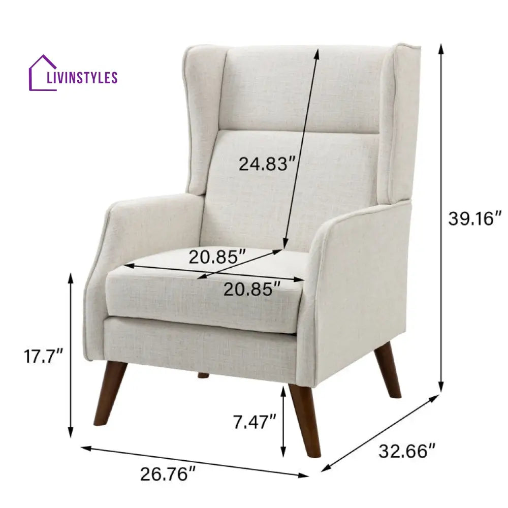 Kiara Solid Wood Frame and Fabric Arm Chair | Living Room Chair | Lounge Chair