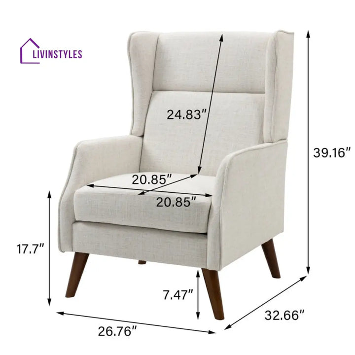 Kiara Solid Wood Frame and Fabric Arm Chair | Living Room Chair | Lounge Chair
