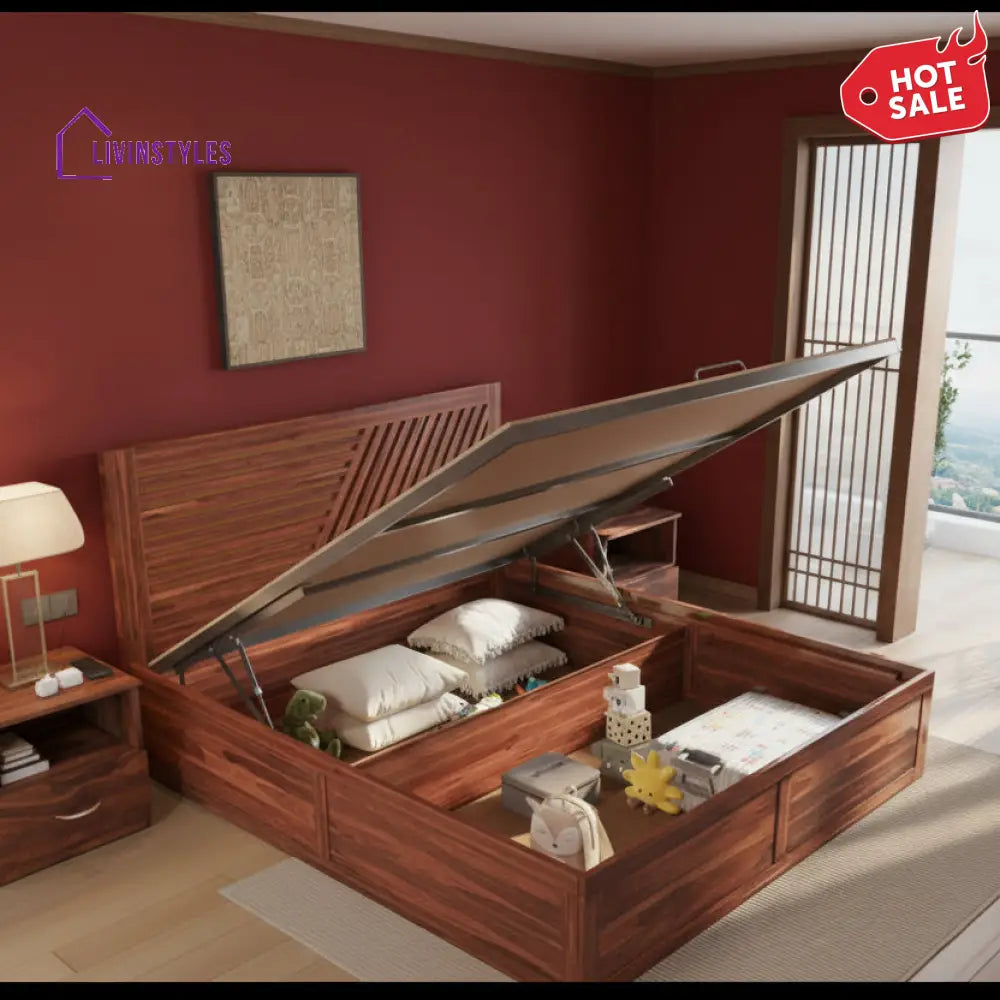 Kien Hydraulic Bed in Sheesham Wood - King Size