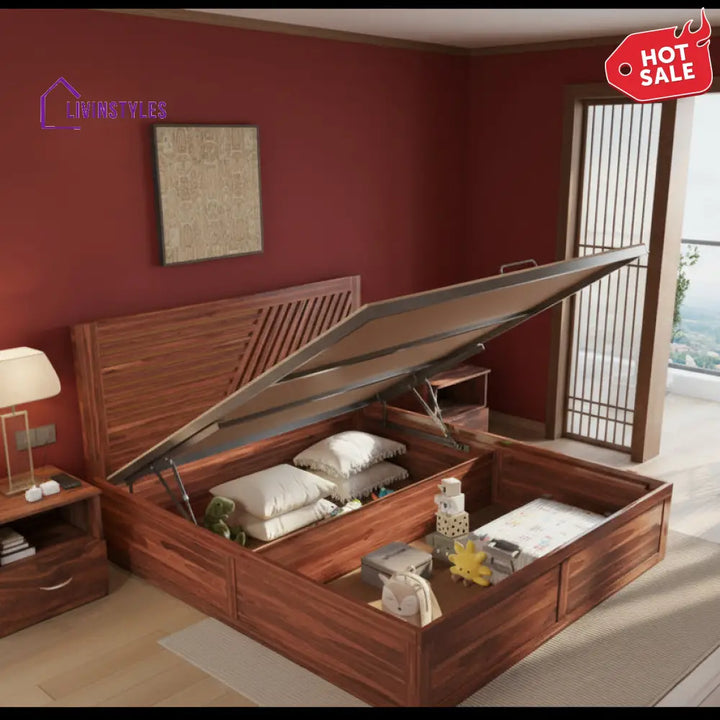 Kien Hydraulic Bed in Sheesham Wood - King Size