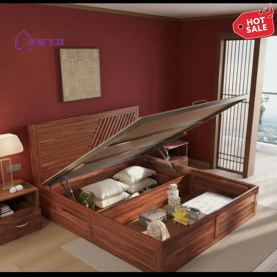 Kien Hydraulic Bed in Sheesham Wood - King Size