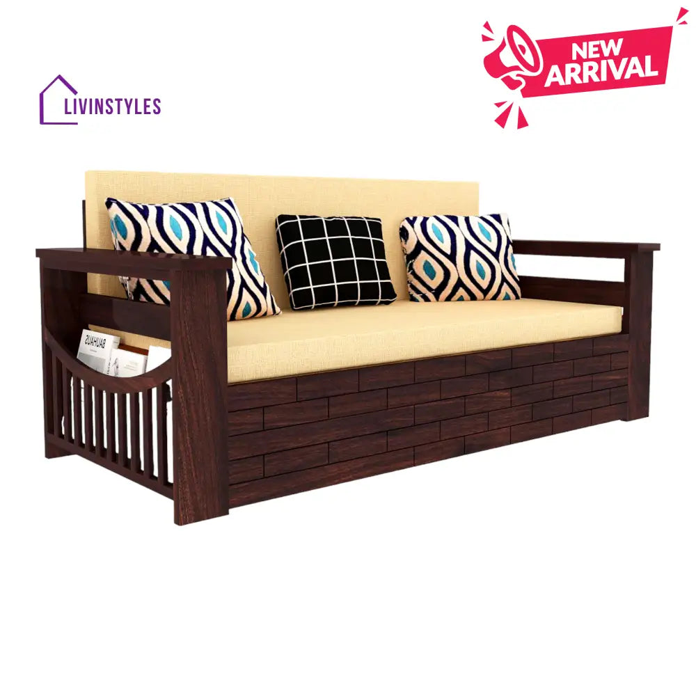 Adwoa 3 Seater Sofa Cum Bed Sheesham Wood King Size Sofa (72 L x 32 W x 32 H) (Bed Size 74.5 L x 64 W x 27 H)