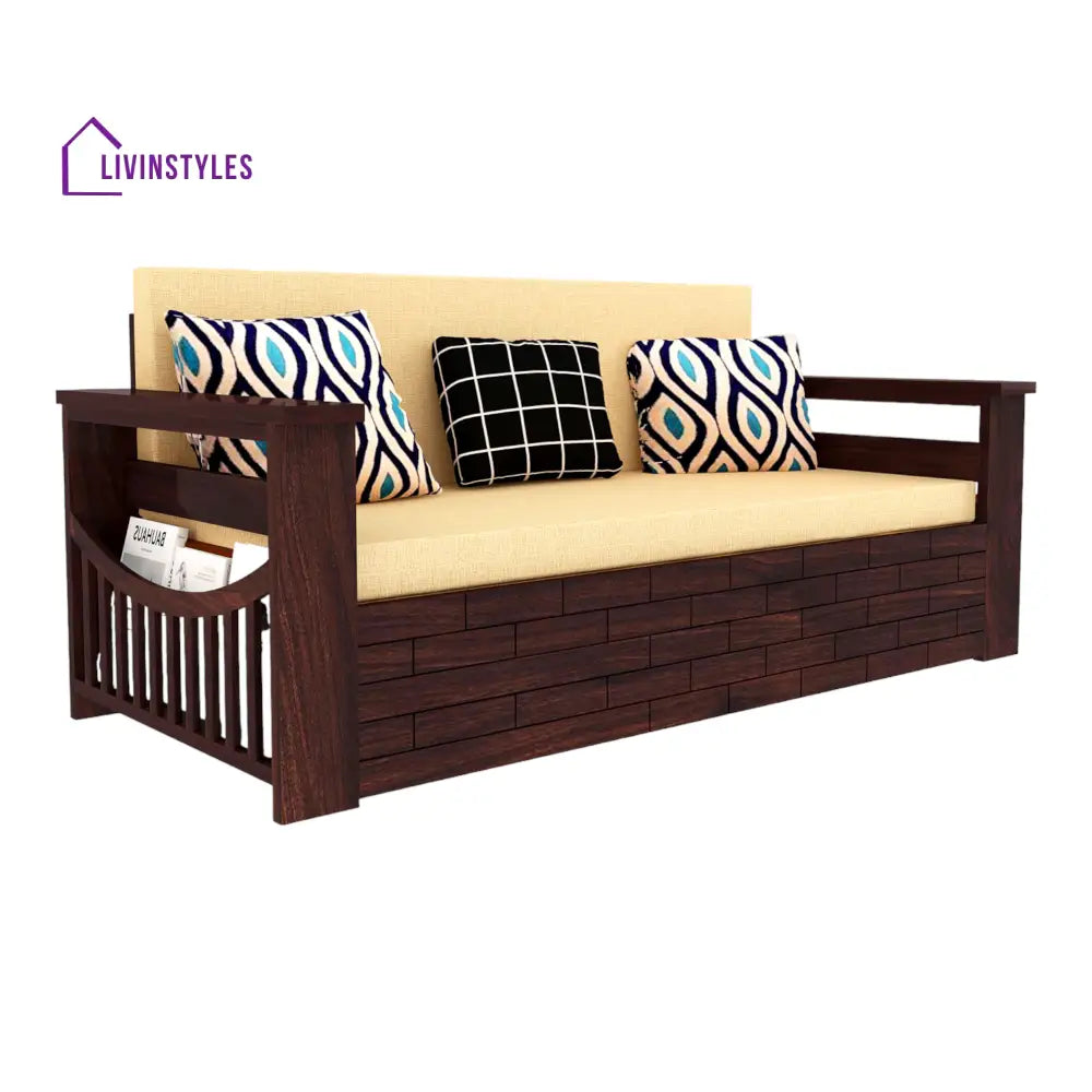 Adwoa 3 Seater Sofa Cum Bed Sheesham Wood King Size Sofa (72 L x 32 W x 32 H) (Bed Size 74.5 L x 64 W x 27 H)