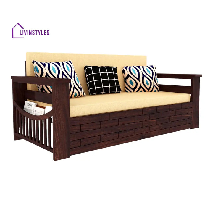 Adwoa 3 Seater Sofa Cum Bed Sheesham Wood King Size Sofa (72 L x 32 W x 32 H) (Bed Size 74.5 L x 64 W x 27 H)