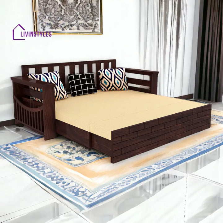 Adwoa 3 Seater Sofa Cum Bed Sheesham Wood Queen Size (60 L x 32 W x 32 H) (Bed Size 74.5 L x 52 W x 27 H)