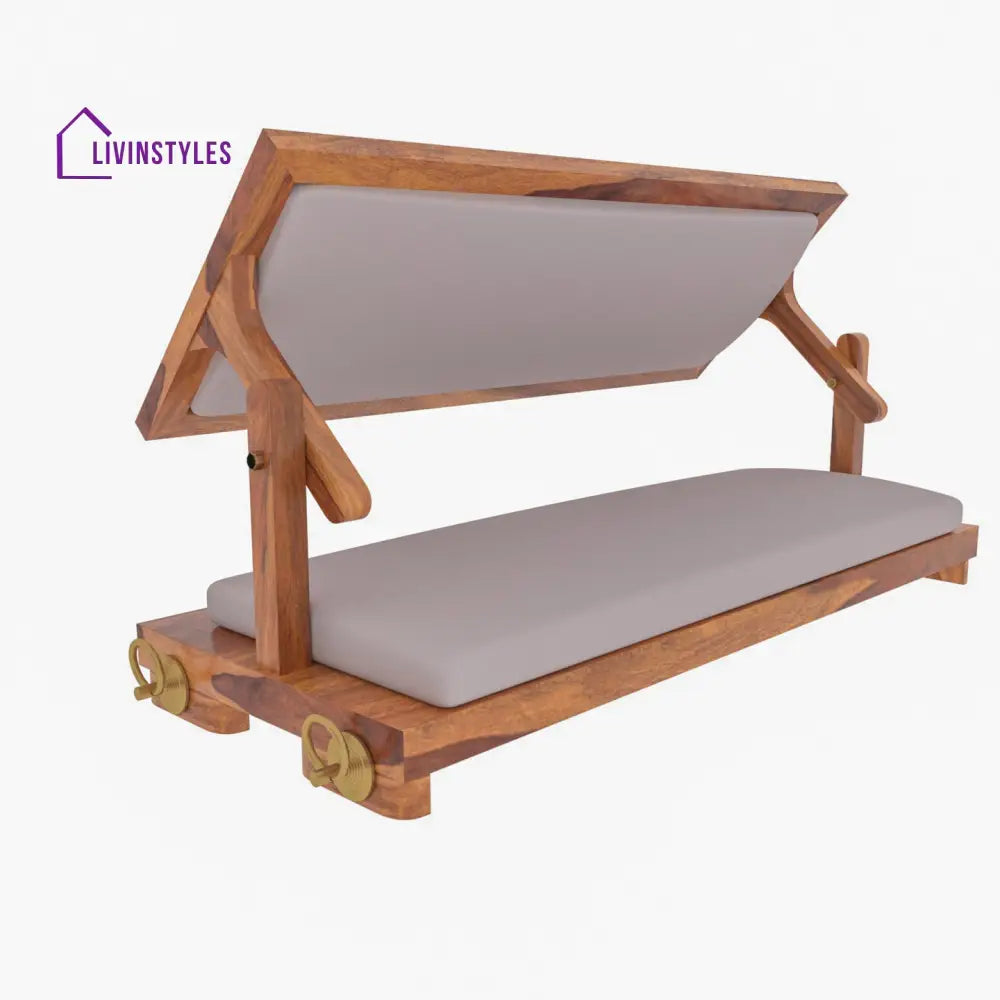 Kimaya Vintage White Upholstered Simple Handmade Wooden Swing for Home Swing