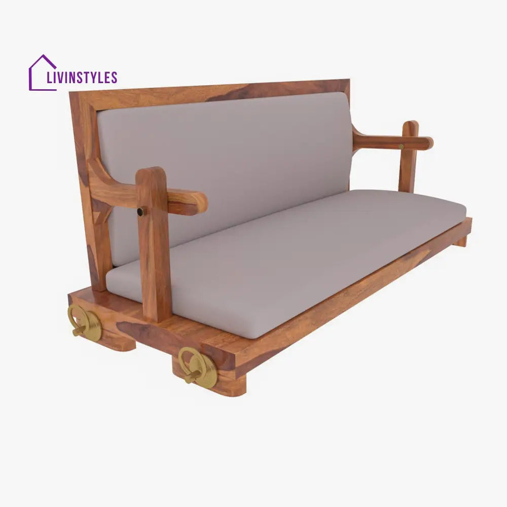 Kimaya Vintage White Upholstered Simple Handmade Wooden Swing for Home Swing