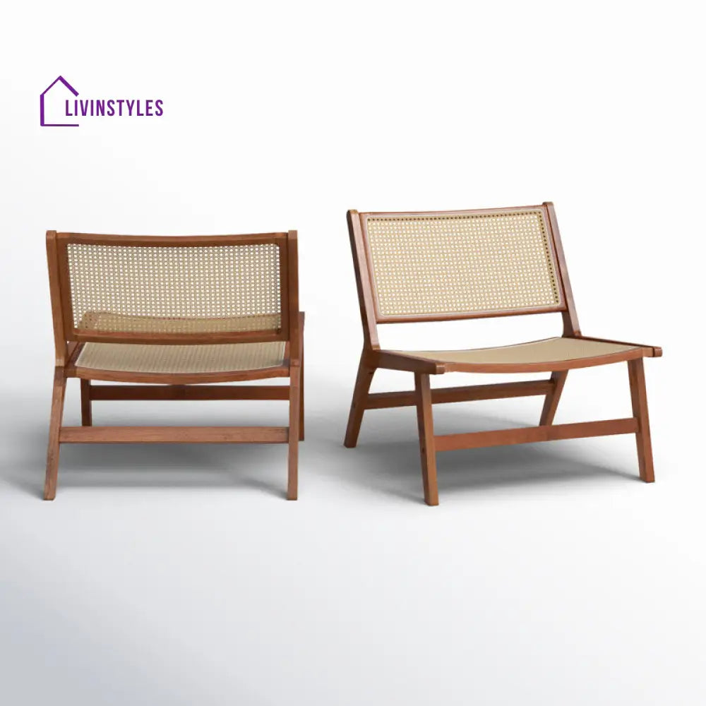 Kinaya Solid Wood and Cane Weaving Arm Chair | Living Room Chair | Lounge Chair