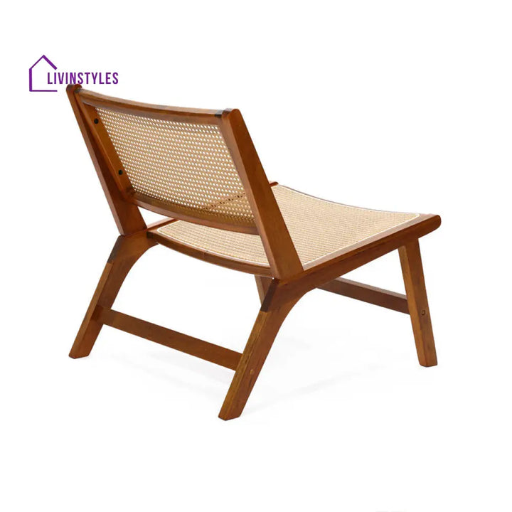 Kinaya Solid Wood and Cane Weaving Arm Chair | Living Room Chair | Lounge Chair