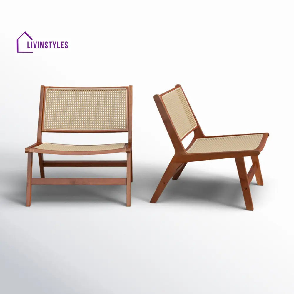 Kinaya Solid Wood and Cane Weaving Arm Chair | Living Room Chair | Lounge Chair