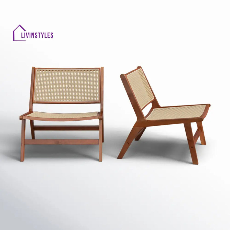 Kinaya Solid Wood and Cane Weaving Arm Chair | Living Room Chair | Lounge Chair