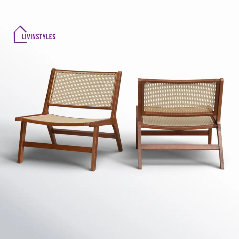 Kinaya Solid Wood and Cane Weaving Arm Chair | Living Room Chair | Lounge Chair