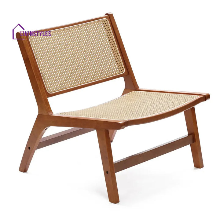 Kinaya Solid Wood and Cane Weaving Arm Chair | Living Room Chair | Lounge Chair