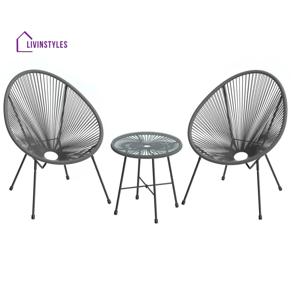 Kine Outdoor Patio Seating Set 2 Chairs and 1 Table Set (Dark Grey) - Coffee Table Sets