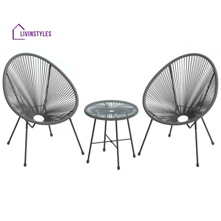 Kine Outdoor Patio Seating Set 2 Chairs and 1 Table Set (Dark Grey) - Coffee Table Sets