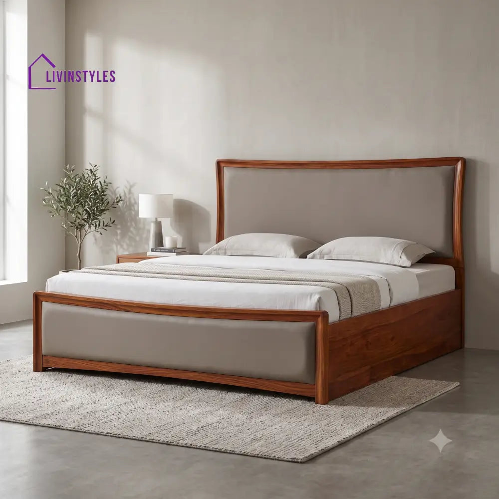 King Size Sheesham Wood Hydraulic Double Bed With Strong Storage