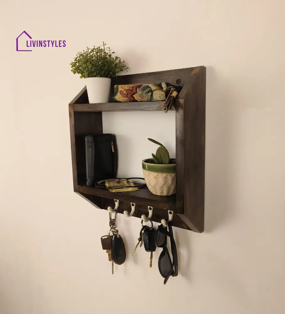 Kingston Wooden Wall Shelf Organiser With Key Holders