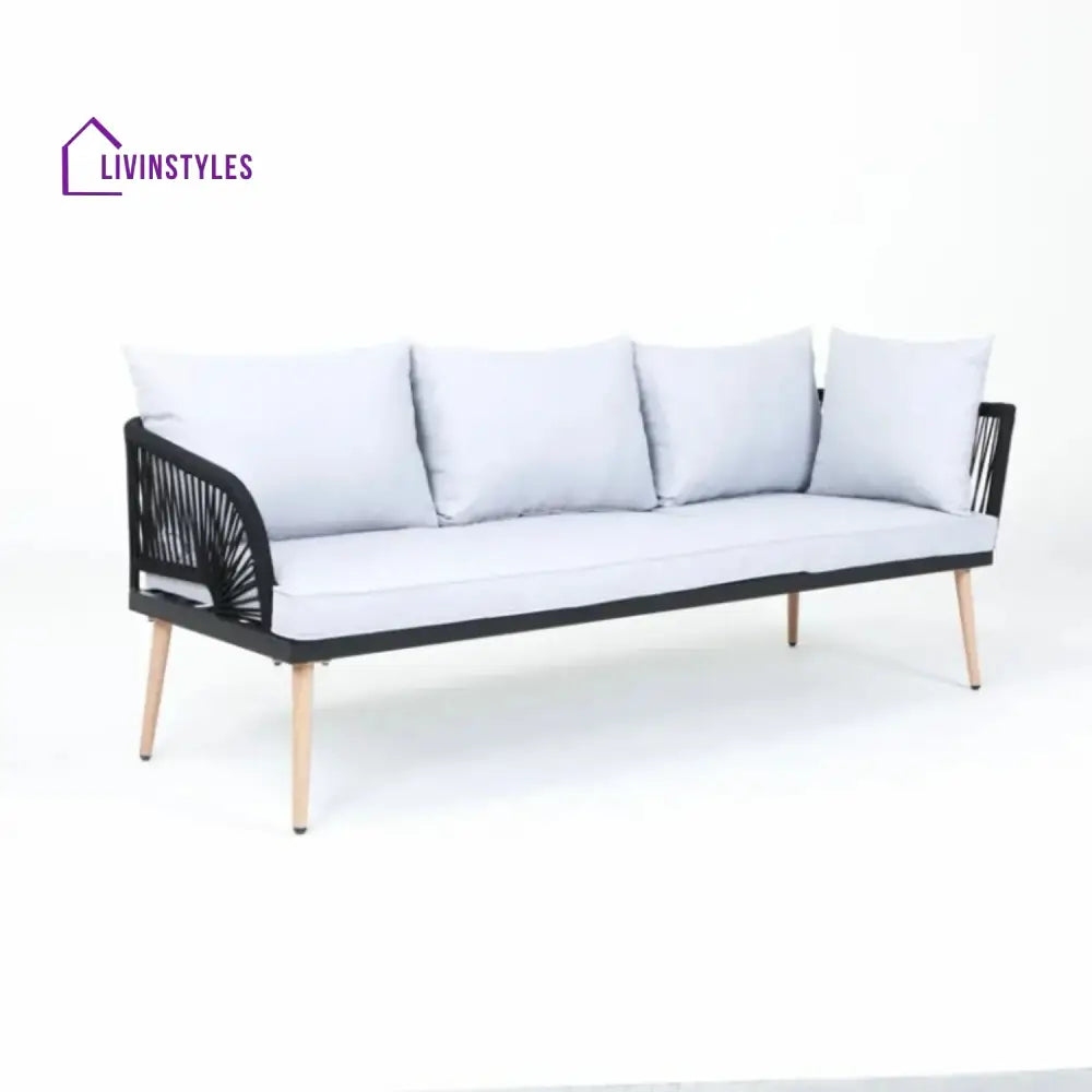 Kinsley L-Shape 5 Seater Outdoor Patio Rope Conversation Set with Table - Sofa Set