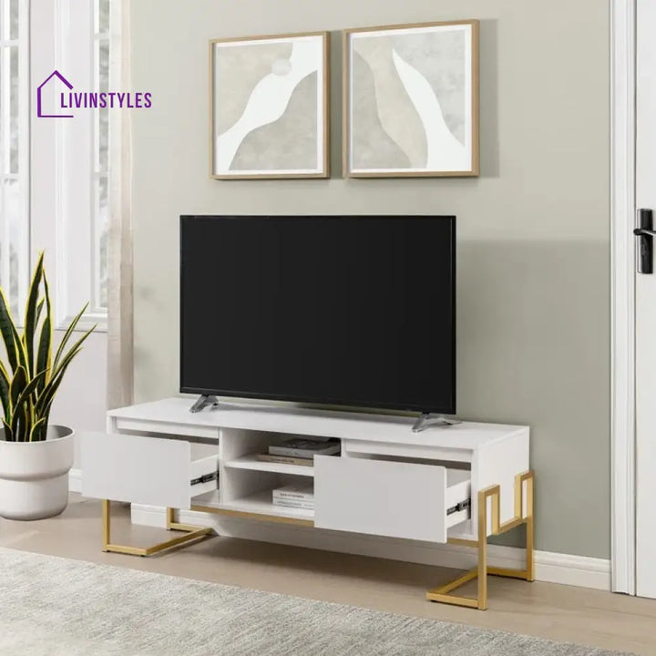 Kinsley Wooden Finish Tv Unit Stand for Living Room