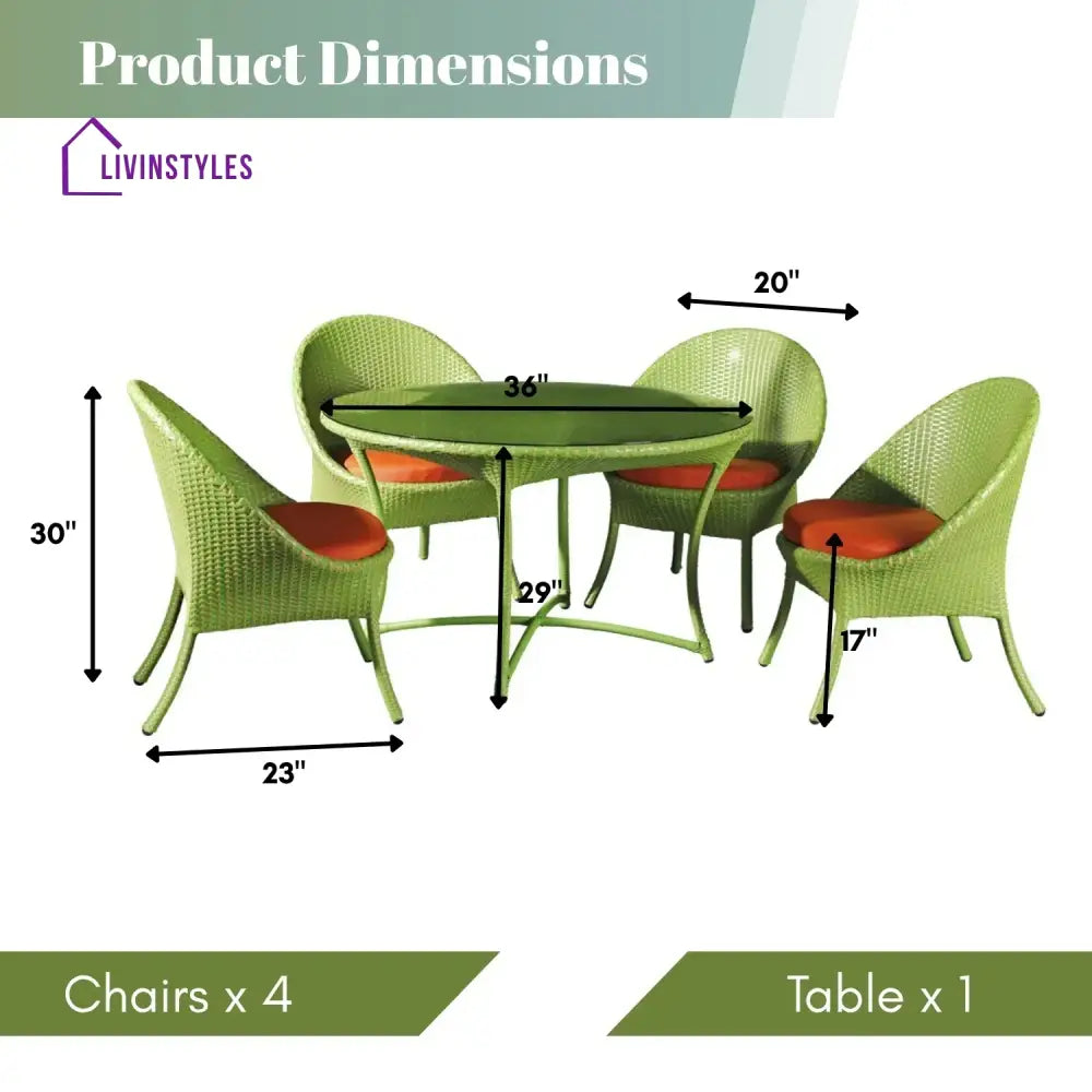 Kiranmayi Outdoor All-Weather Resistant Rattan Wicker 5-Piece Dining Set - Dining Set