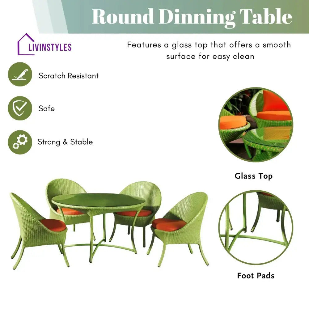 Kiranmayi Outdoor All-Weather Resistant Rattan Wicker 5-Piece Dining Set - Dining Set