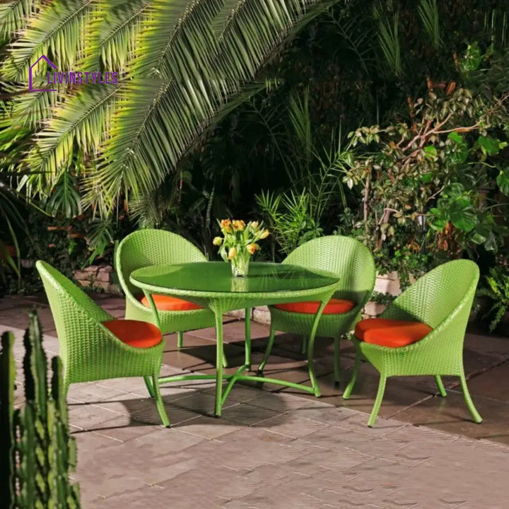 Kiranmayi Outdoor All-Weather Resistant Rattan Wicker 5-Piece Dining Set - Dining Set