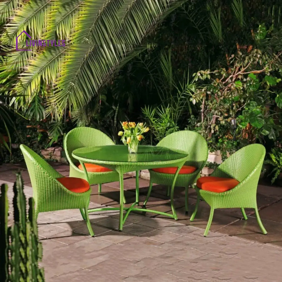 Kiranmayi Outdoor All-Weather Resistant Rattan Wicker 5-Piece Dining Set - Dining Set