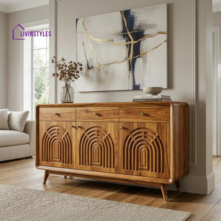Kiri Sheesham Wood Cabinet and Sideboard (Honey Finish)