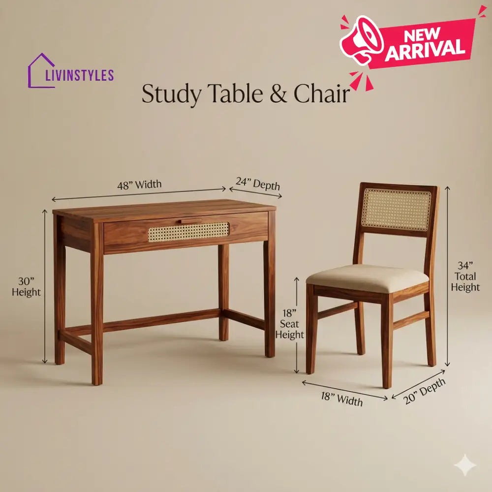 Kirill Sheesham Wood Study Table and Chair Set for Students | Kids | Adults